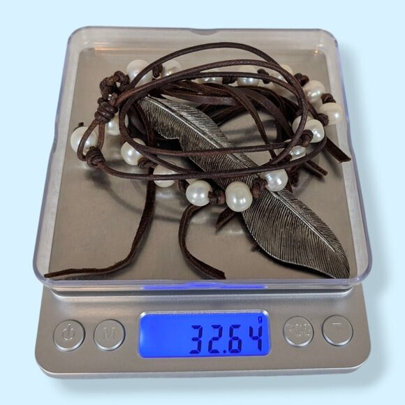 V. Freshwater Pearl & Leather Tassel Pendant Necklace - Picture 5 of 5